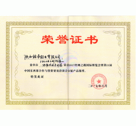 2017年度丝绸之路国际博览会参展产品银奖